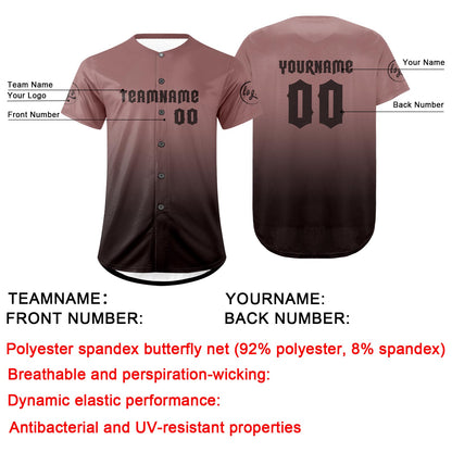 Custom Light Brown Dark Brown Baseball Jersey Personalized Gradient Team Uniforms Shirt with Name Number