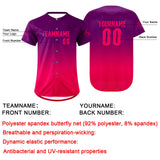 Custom Purple Fuchsia Baseball Jersey Personalized Gradient Team Uniforms Shirt with Name Number