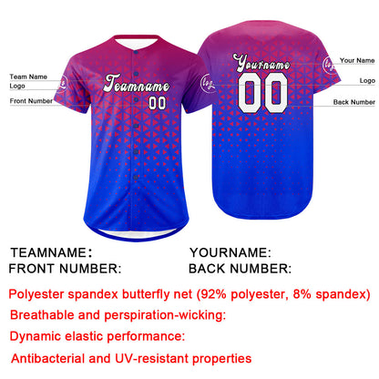 Custom Red Blue Baseball Jersey Personalized Gradient Team Uniforms Shirt with Name Number