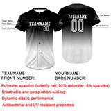 Custom Black White Baseball Jersey Personalized Gradient Team Uniforms Shirt with Name Number