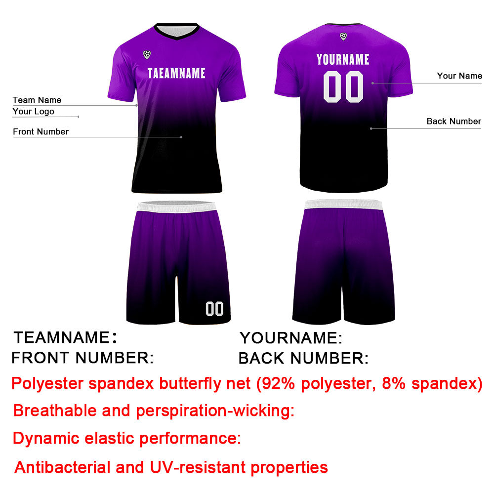 Custom Purple Black Uniform Jersey Kids Adults Personalized Set Jersey Shirt