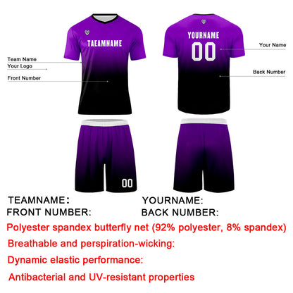 Custom Purple Black Uniform Jersey Kids Adults Personalized Set Jersey Shirt