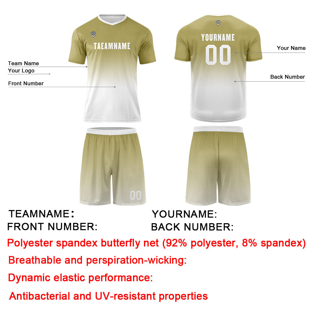 Custom Khaki White Uniform Jersey Kids Adults Personalized Set Jersey Shirt