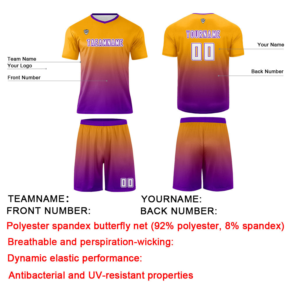 Custom Orange Purple Uniform Jersey Kids Adults Personalized Set Jersey Shirt