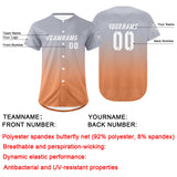 Custom Light Grey Light Orange Baseball Jersey Personalized Gradient Team Uniforms Shirt with Name Number