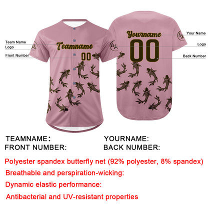 Custom Light Pink Olive Green Baseball Jersey Personalized Gradient Team Uniforms Shirt with Name Number