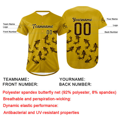 Custom Yellow Brown Baseball Jersey Personalized Gradient Team Uniforms Shirt with Name Number