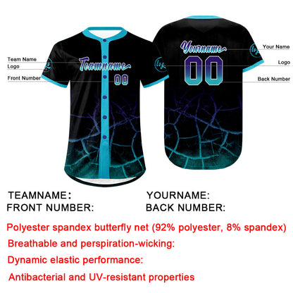Custom Black Sky Blue Purple Baseball Jersey Personalized Gradient Team Uniforms Shirt with Name Number