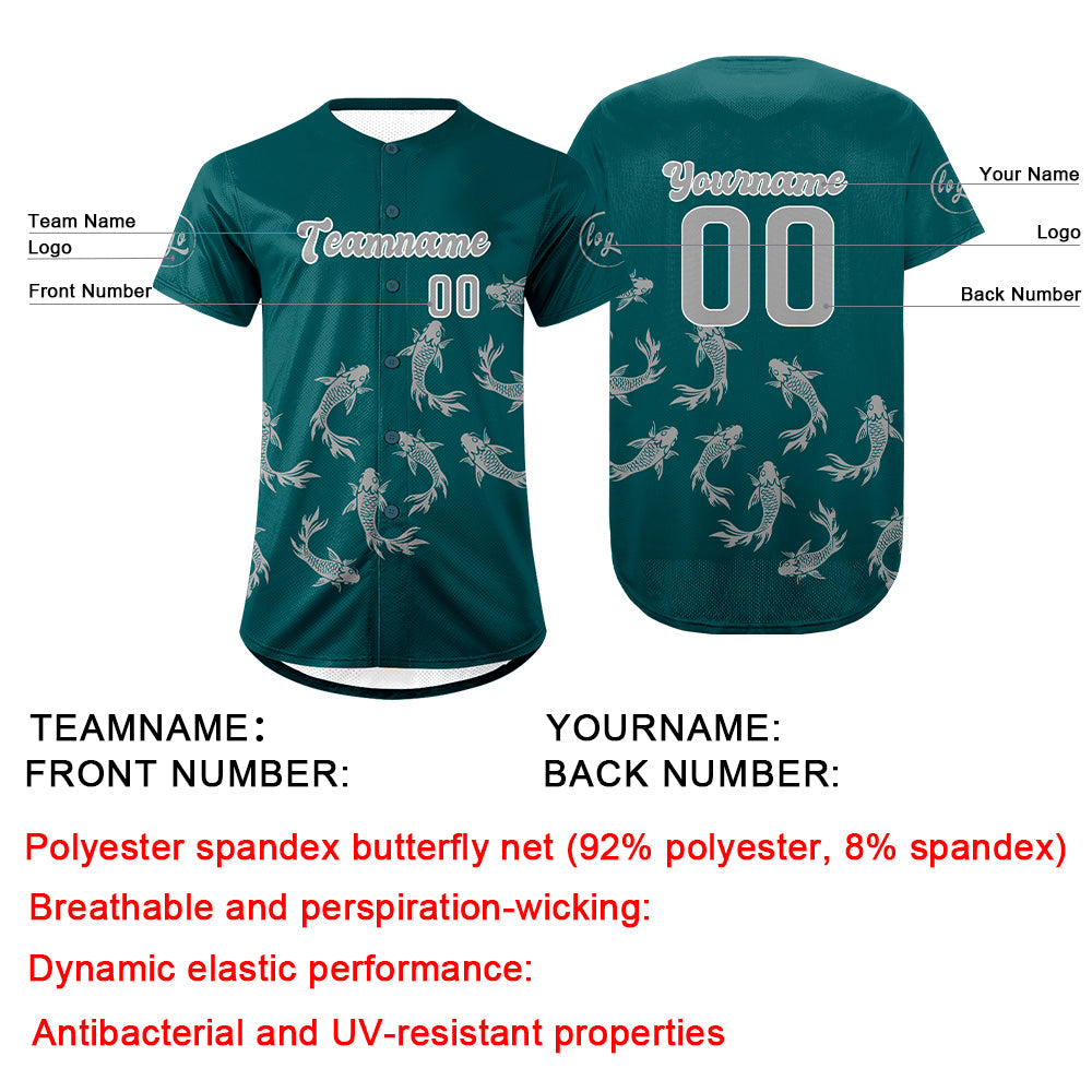 Custom Dark Green Gray Baseball Jersey Personalized Gradient Team Uniforms Shirt with Name Number