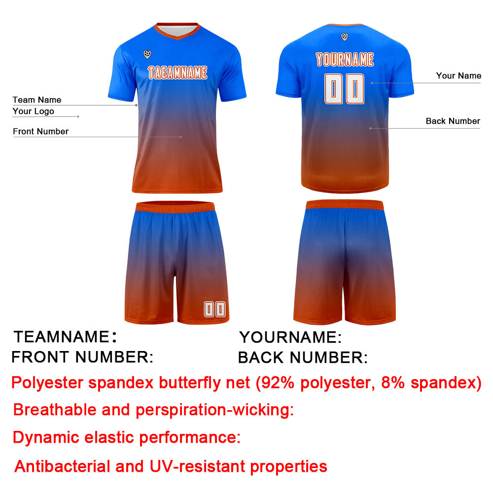 Custom Blue Orange Uniform Jersey Kids Adults Personalized Set Jersey Shirt