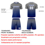Custom Gray Blue Uniform Jersey Kids Adults Personalized Set Jersey Shirt