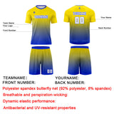 Custom Yellow Blue Uniform Jersey Kids Adults Personalized Set Jersey Shirt