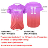 Custom Purple Pink Baseball Jersey Personalized Gradient Team Uniforms Shirt with Name Number