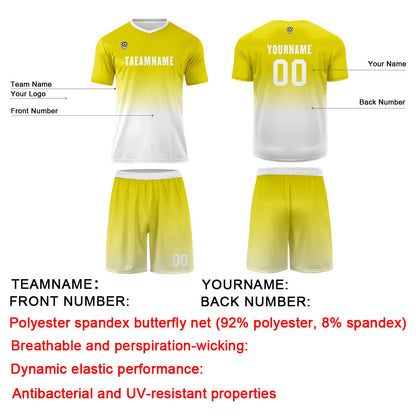Custom Yellow White Uniform Jersey Kids Adults Personalized Set Jersey Shirt
