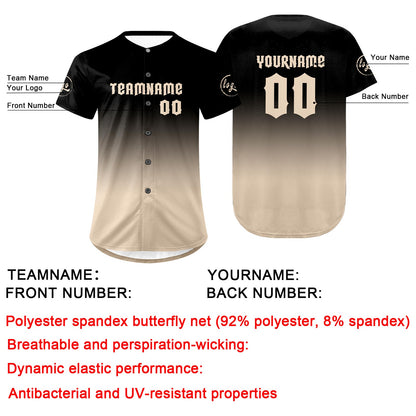 Custom Black Beige Baseball Jersey Personalized Gradient Team Uniforms Shirt with Name Number