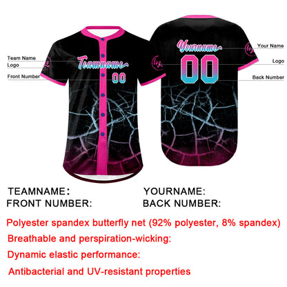 Custom Black Pink Blue Baseball Jersey Personalized Gradient Team Uniforms Shirt with Name Number