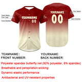 Custom Red White Baseball Jersey Personalized Gradient Team Uniforms Shirt with Name Number