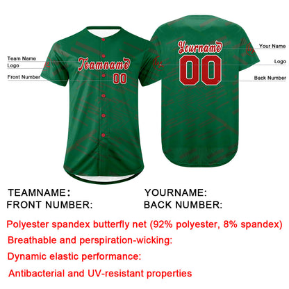 Custom Kelly Green Red Baseball Jersey Personalized Gradient Team Uniforms Shirt with Name Number