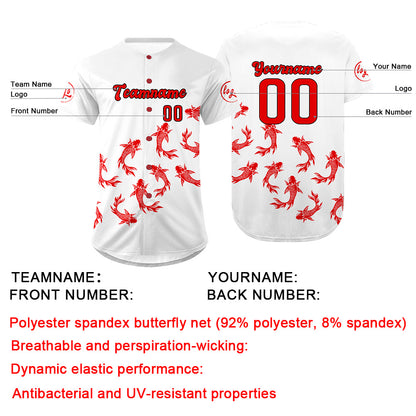 Custom White Red Baseball Jersey Personalized Gradient Team Uniforms Shirt with Name Number