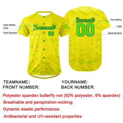 Custom Yellow Green Baseball Jersey Personalized Gradient Team Uniforms Shirt with Name Number