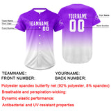 Custom Purple White Baseball Jersey Personalized Gradient Team Uniforms Shirt with Name Number