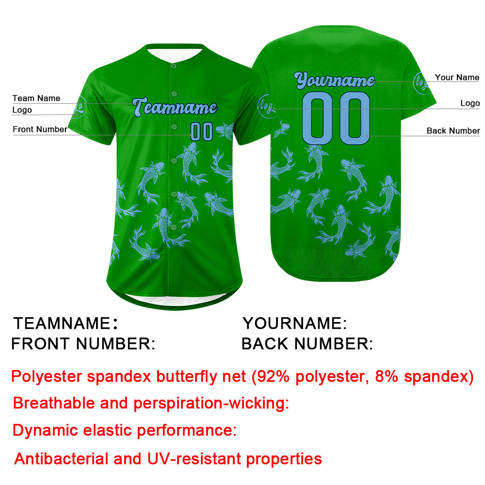Custom Green Blue Baseball Jersey Personalized Gradient Team Uniforms Shirt with Name Number