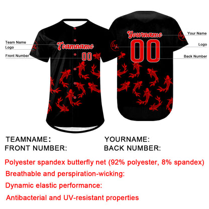 Custom Black Red Baseball Jersey Personalized Gradient Team Uniforms Shirt with Name Number