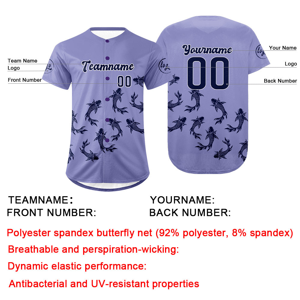 Custom Light Purple Dark Purple Baseball Jersey Personalized Gradient Team Uniforms Shirt with Name Number