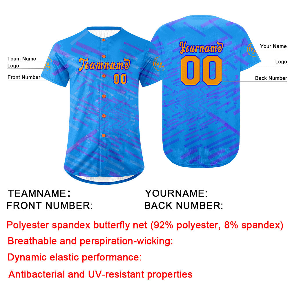 Custom Blue Purple Baseball Jersey Personalized Gradient Team Uniforms Shirt with Name Number