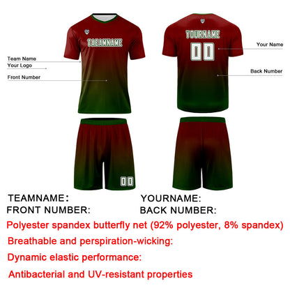 Custom Red Green Uniform Jersey Kids Adults Personalized Set Jersey Shirt