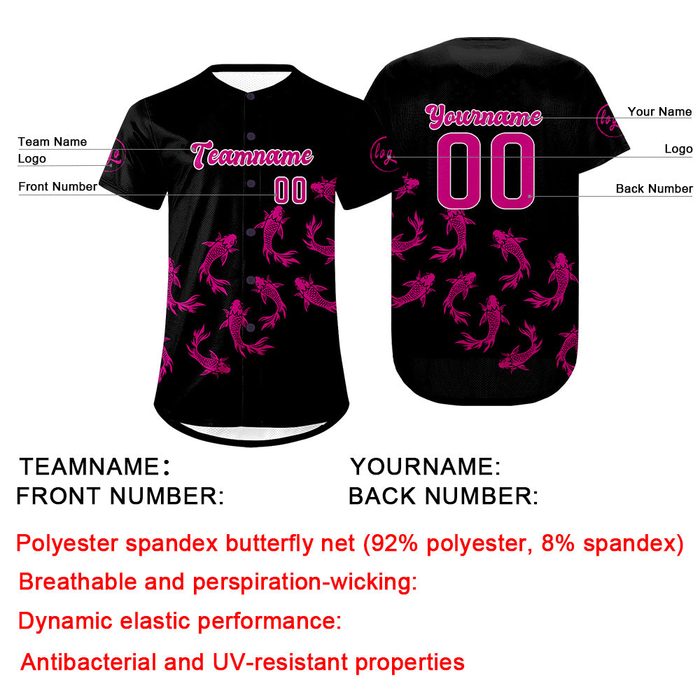 Custom Black Rose Pink Baseball Jersey Personalized Gradient Team Uniforms Shirt with Name Number