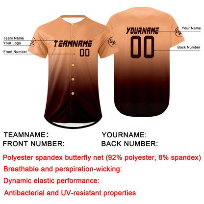 Custom Light Brown Brown Baseball Jersey Personalized Gradient Team Uniforms Shirt with Name Number