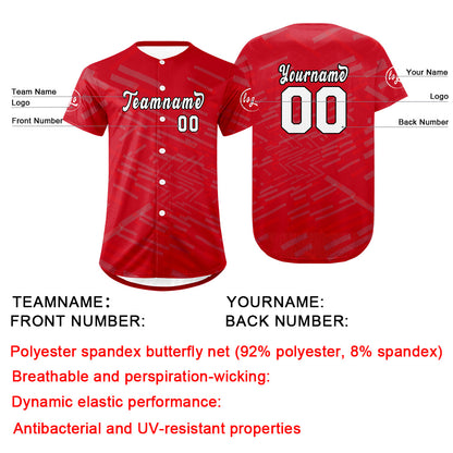 Custom Red White Baseball Jersey Personalized Gradient Team Uniforms Shirt with Name Number
