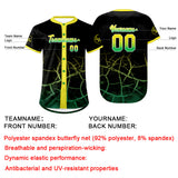 Custom Black Yellow Green Baseball Jersey Personalized Gradient Team Uniforms Shirt with Name Number