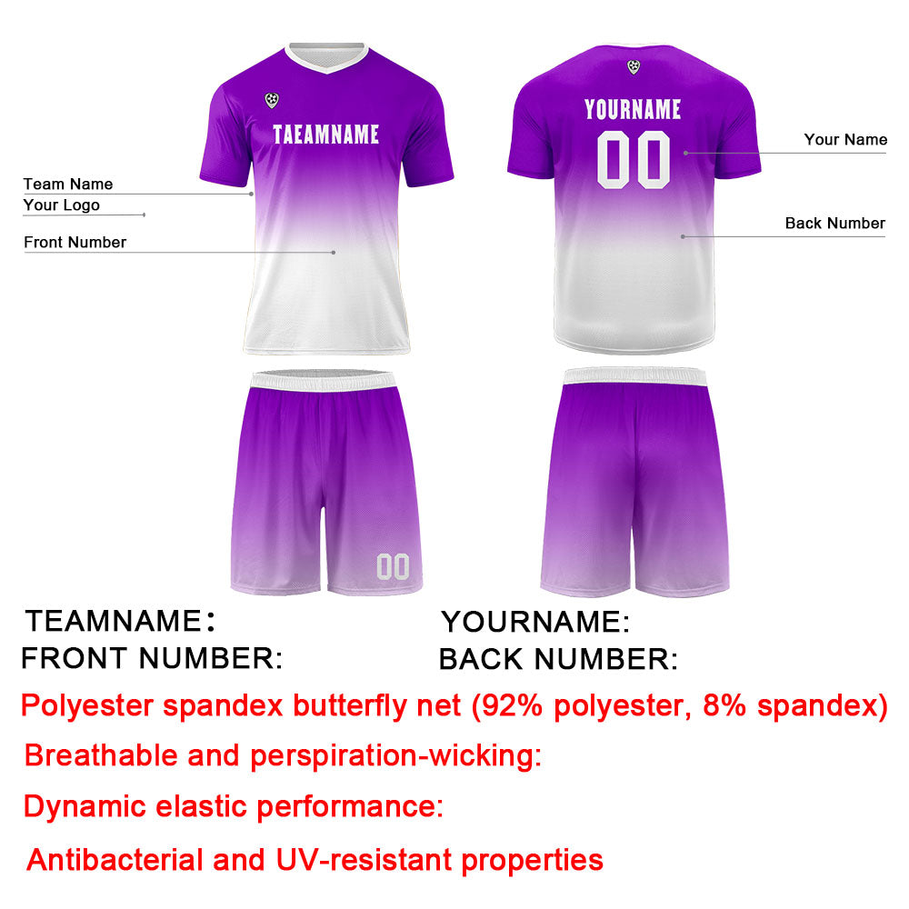Custom Purple White Uniform Jersey Kids Adults Personalized Set Jersey Shirt