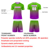 Custom Green Purple Uniform Jersey Kids Adults Personalized Set Jersey Shirt