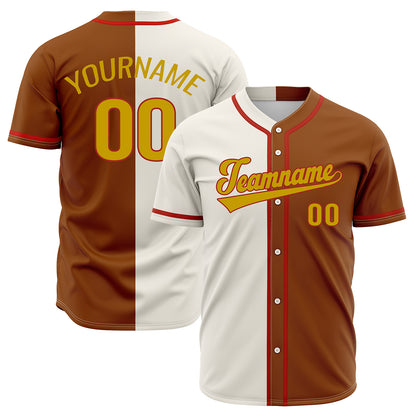 Custom Off White Brown Hip Hop Baseball Jersey Stitched Printed - Personalized Name Number Shirts #BB-0919-0070