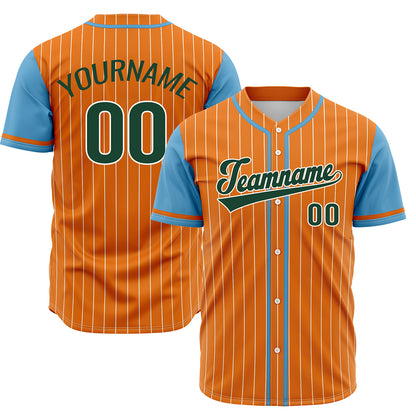 Custom Orange Light Blue Hip Hop Baseball Jersey Stitched Printed - Personalized Name Number Shirts #BB-0919-0078