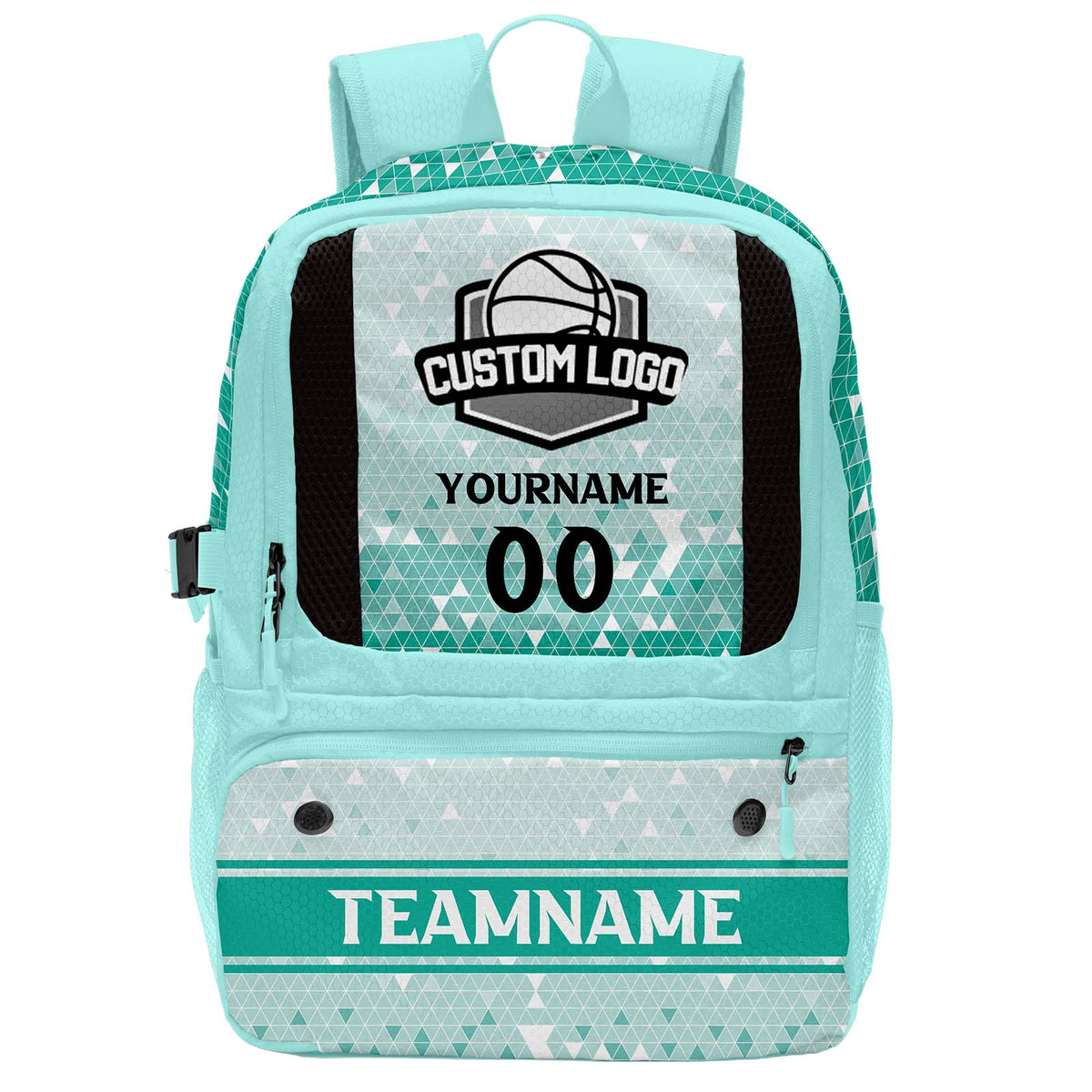 Custom Blue Green Basketball Soccer Backpack Personalized Player Names - Numbers & Team Logo #150-BP-0914-0009