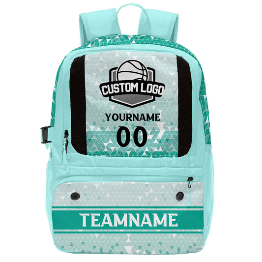 Custom Blue Green Basketball Soccer Backpack Personalized Player Names - Numbers & Team Logo #150-BP-0914-0009
