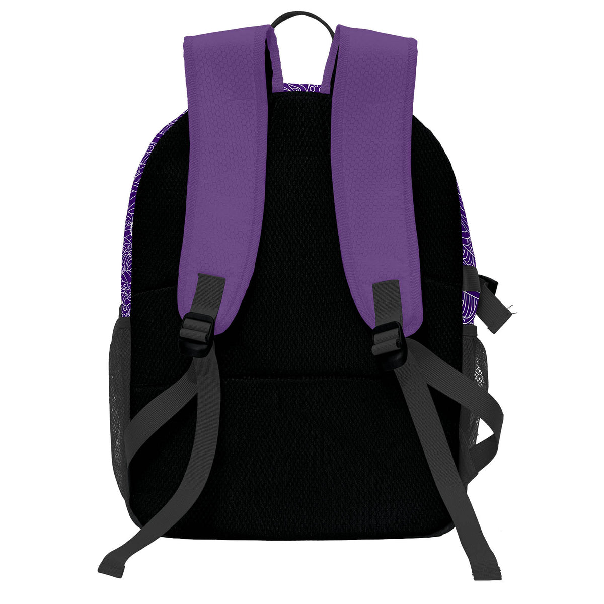 Custom Purple Black White Basketball Soccer Backpack Personalized Player Names Numbers Team Logo #BB-0919-0030