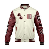 Custom White Red Letterman Varsity Jacket Personalized Embroidery Printing