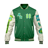 Custom Green Cyan Letterman Varsity Jacket Personalized Embroidery Printing