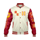 Custom Red Yellow Letterman Varsity Jacket Personalized Embroidery Printing