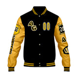 Custom Black Yellow Letterman Varsity Jacket Personalized Embroidery Printing
