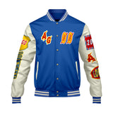 Custom Blue Yellow Letterman Varsity Jacket Personalized Embroidery Printing