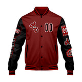 Custom Red Black Letterman Varsity Jacket Personalized Embroidery Printing