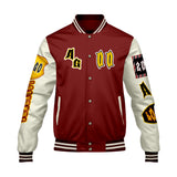 Custom Red Yellow Letterman Varsity Jacket Personalized Embroidery Printing