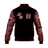 Custom Black Red Letterman Varsity Jacket Personalized Embroidery Printing