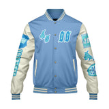 Custom Blue Cyan Letterman Varsity Jacket Personalized Embroidery Printing